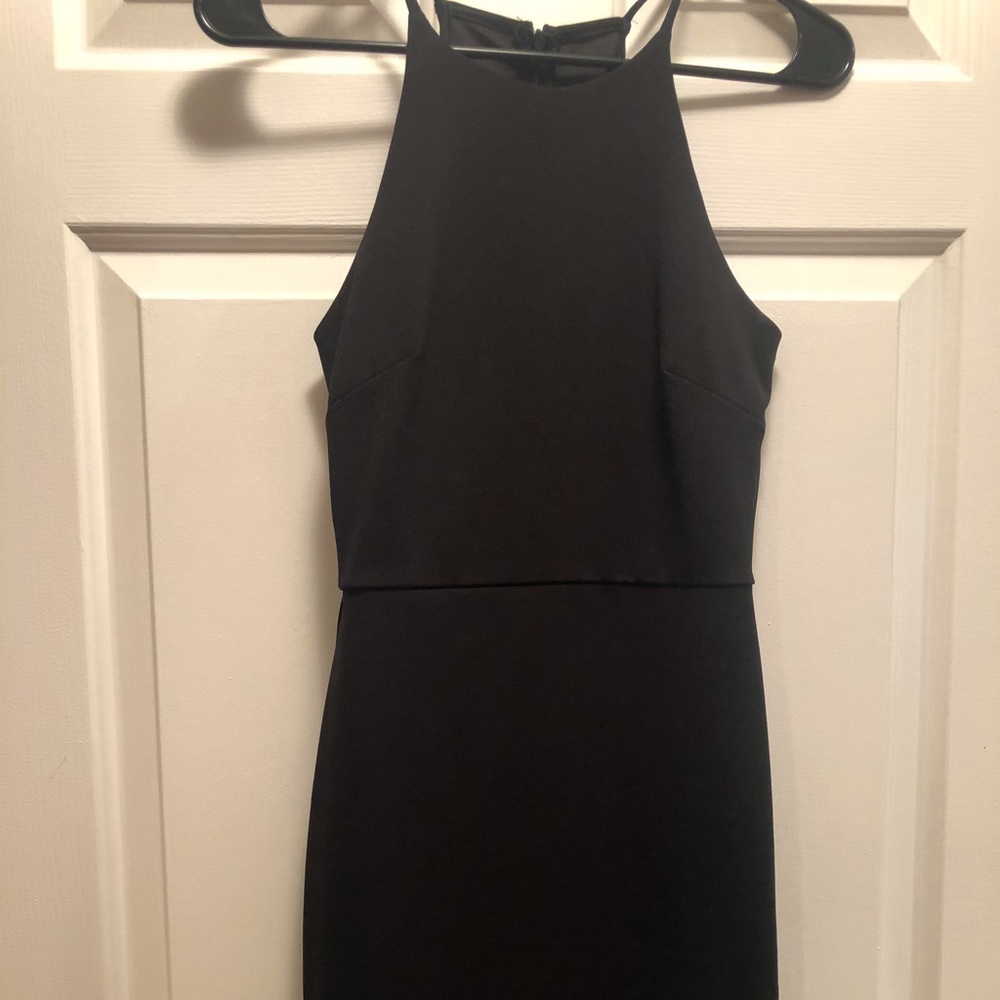 Soprano Black Halter Dress with Scallop Edge, Size S